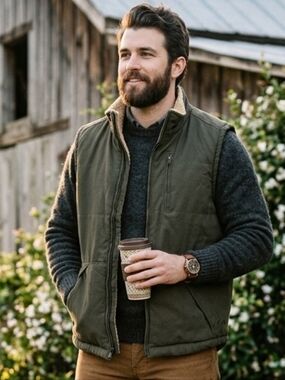 Lee Premium Select Sherpa Canvas Vest Olive Green Gorpcore Workwear Barncore L